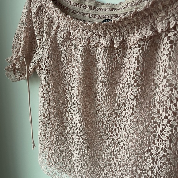 Zara Basic Lace Off Shoulder Top XS - Picture 2 of 5
